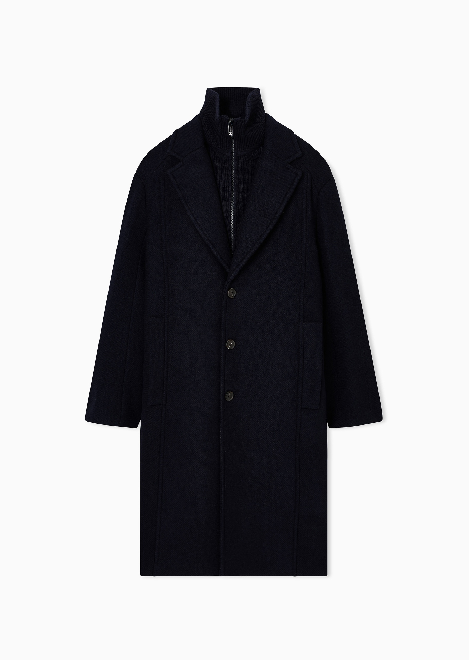 Emporio Armani 男士中长款翻领可拆卸拉链内胆单排扣大衣