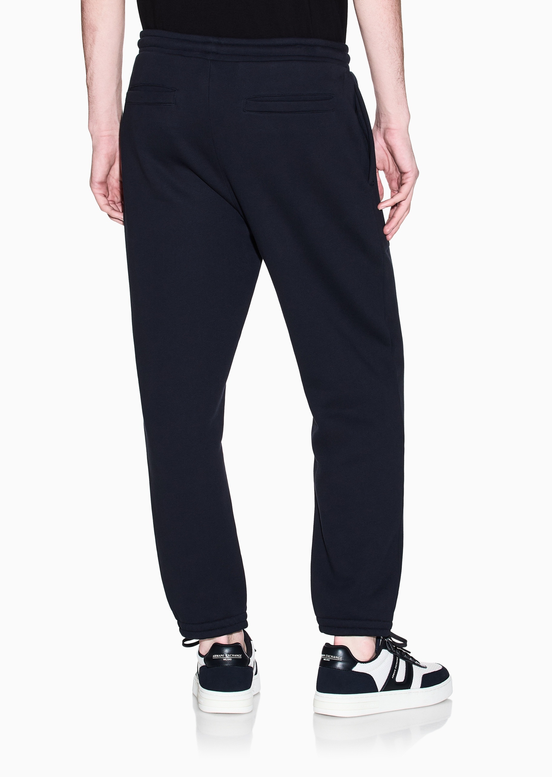 ARMANI EXCHANGE 男士纯棉合身长裤直筒刺绣运动卫裤