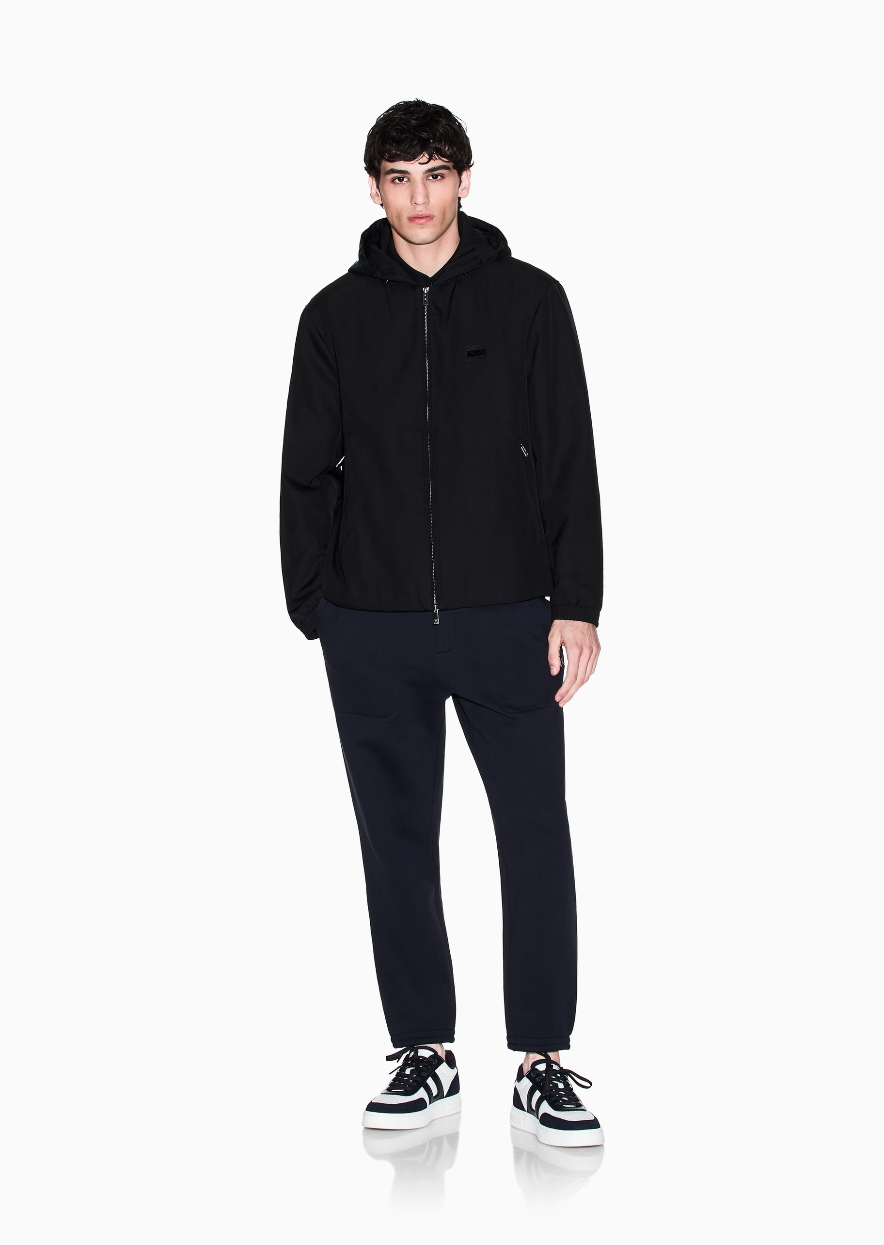 ARMANI EXCHANGE 男士纯棉合身长裤直筒刺绣运动卫裤