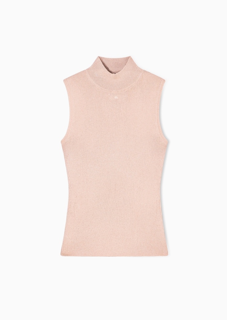 ARMANI EXCHANGE 女士无袖立领字母标识优雅针织上衣