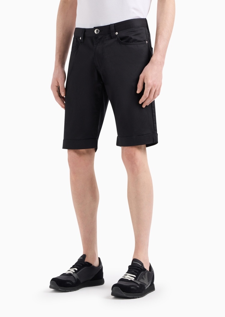 Emporio Armani 男士直筒商务休闲纯棉弹力纯色短裤