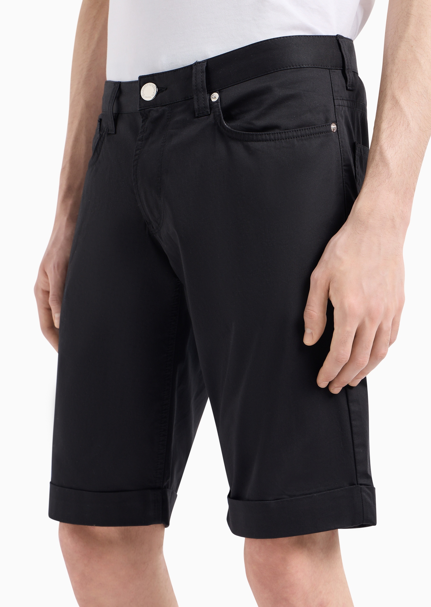 Emporio Armani 男士直筒商务休闲纯棉弹力纯色短裤