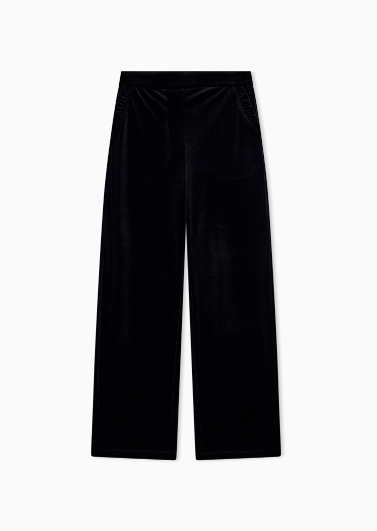 Emporio Armani 女士弹力宽松长款直筒纯色垂感休闲裤