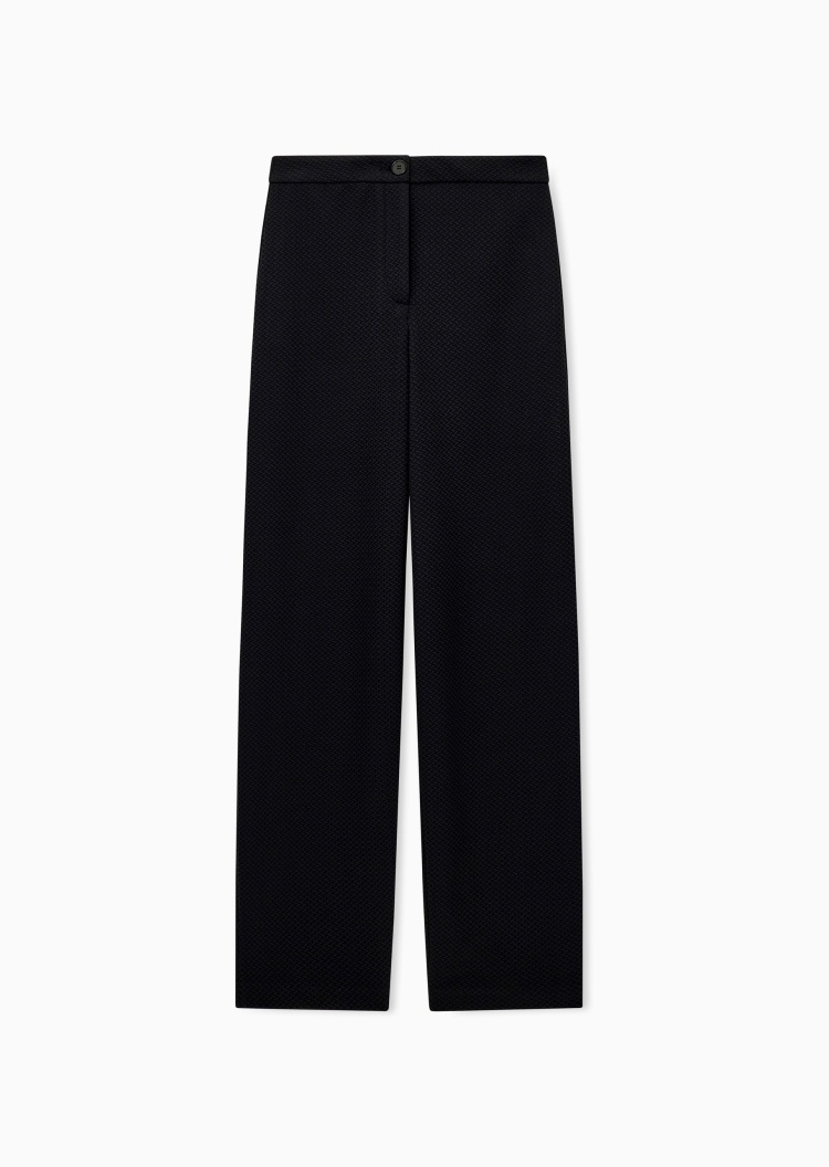 Emporio Armani 女士弹力宽松长款直筒肌理感休闲裤