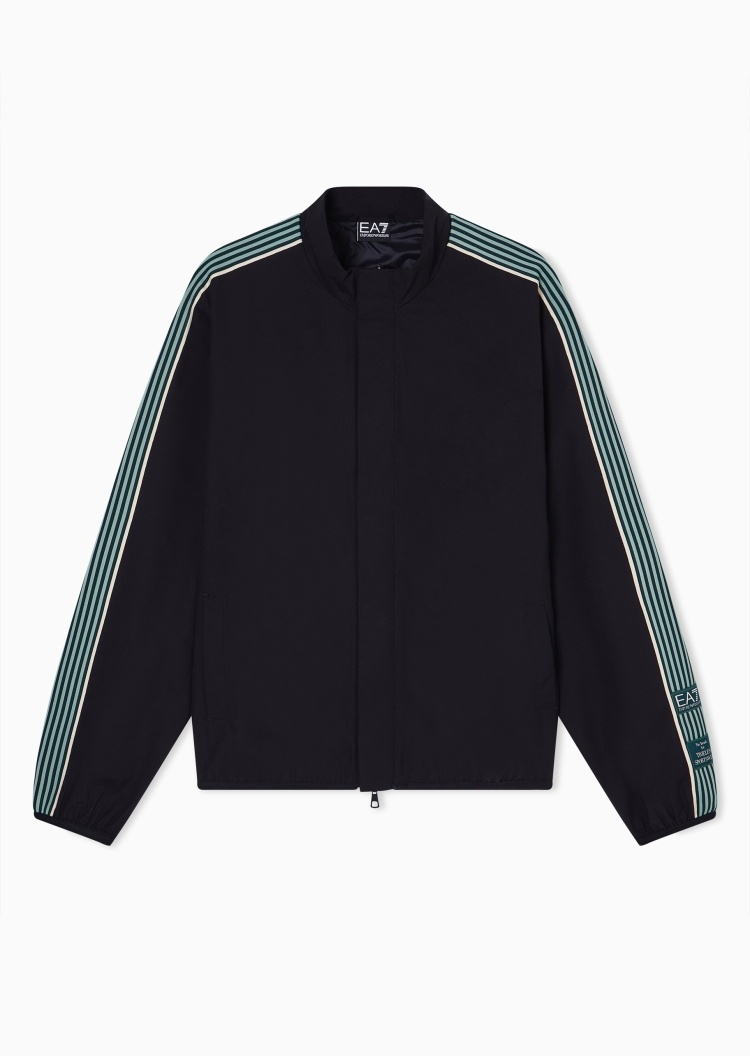 EA7 男士长袖立领按扣门襟撞色运动夹克