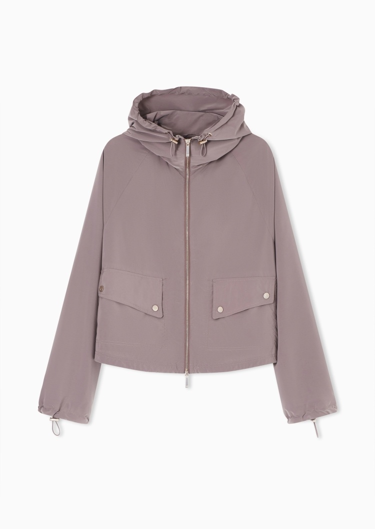 Emporio Armani 女士长袖连帽拉链门襟休闲纯色夹克