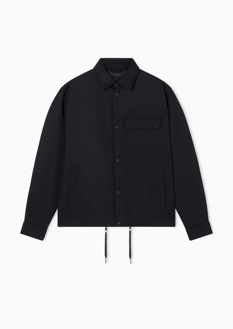 ARMANI EXCHANGE 男士短款翻领轻薄按扣门襟休闲棉服