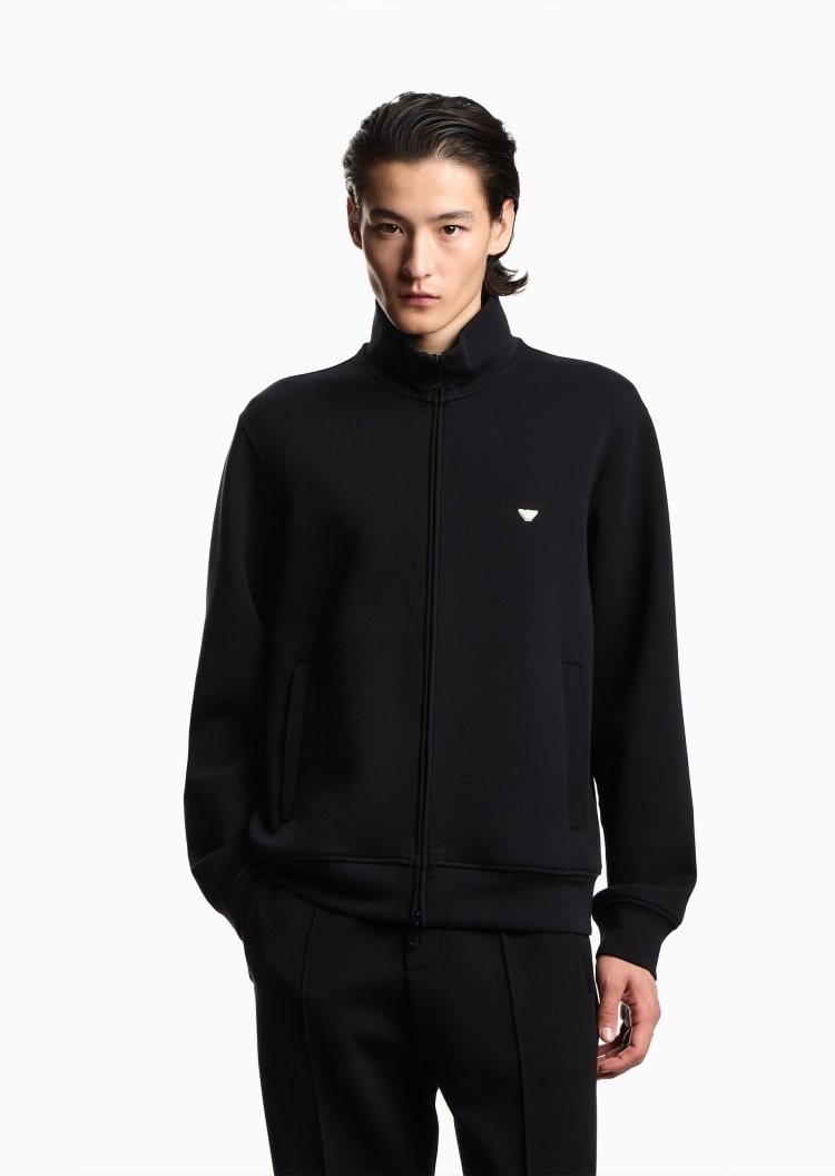 Emporio Armani 男士合身长袖立领拉链鹰标刺绣卫衣外套