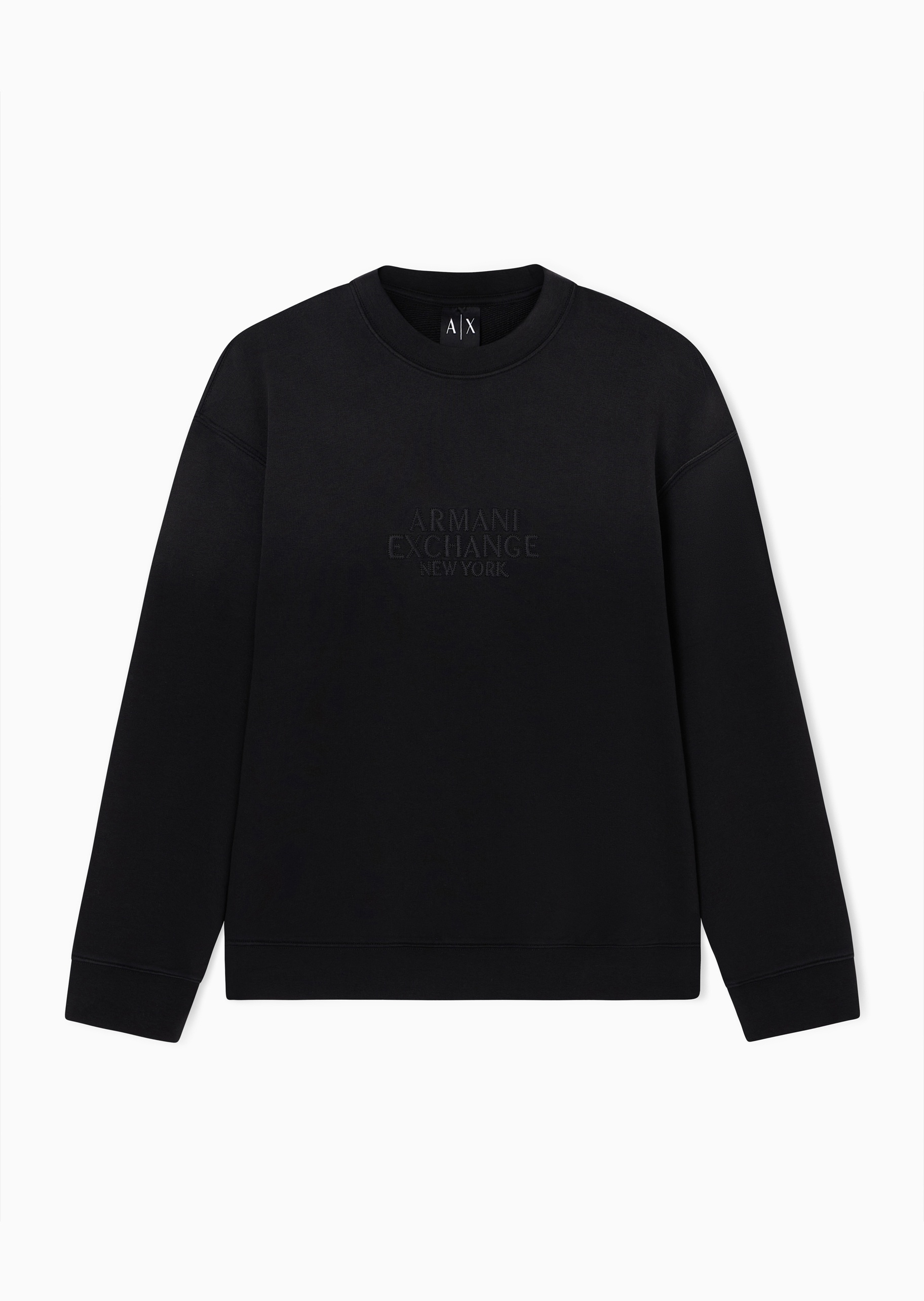 ARMANI EXCHANGE 男士纯棉合身长袖圆领刺绣徽标卫衣