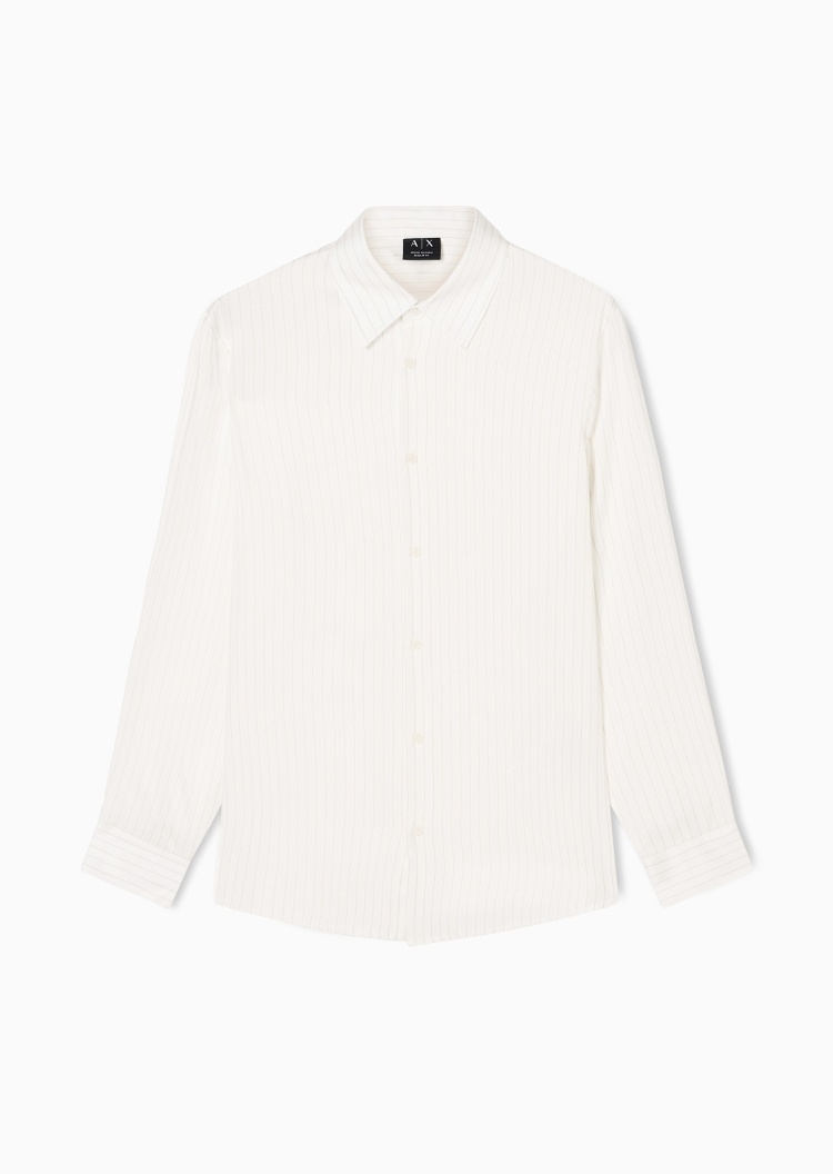 ARMANI EXCHANGE 男士长袖翻领纽扣门襟纯色休闲衬衫