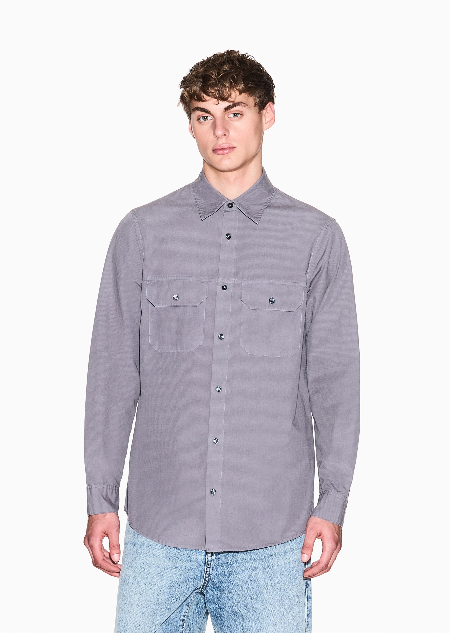 ARMANI EXCHANGE 男士纯棉长袖翻领工装休闲时尚衬衫