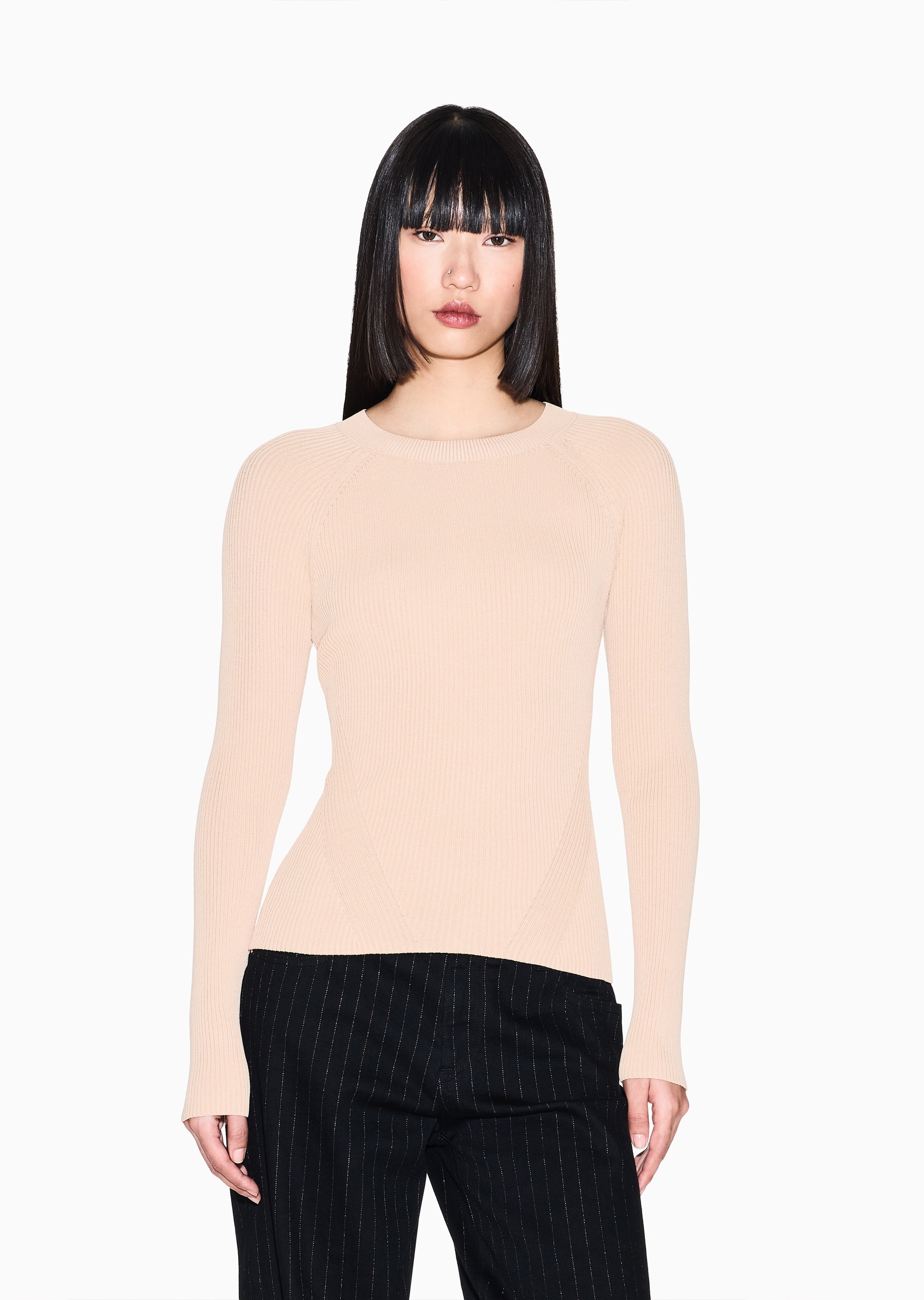 ARMANI EXCHANGE 女士修身长袖圆领纯色优雅针织衫