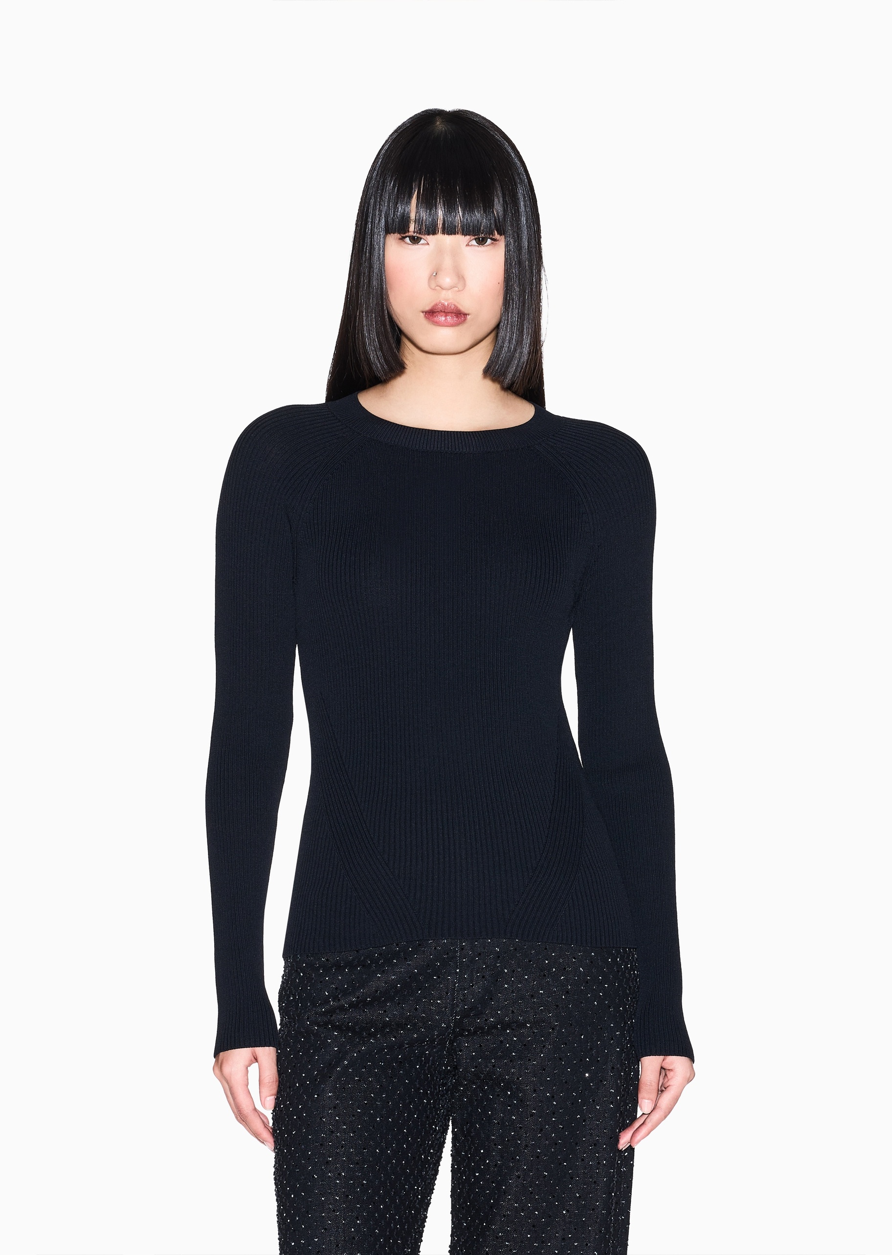 ARMANI EXCHANGE 女士修身长袖圆领纯色优雅针织衫