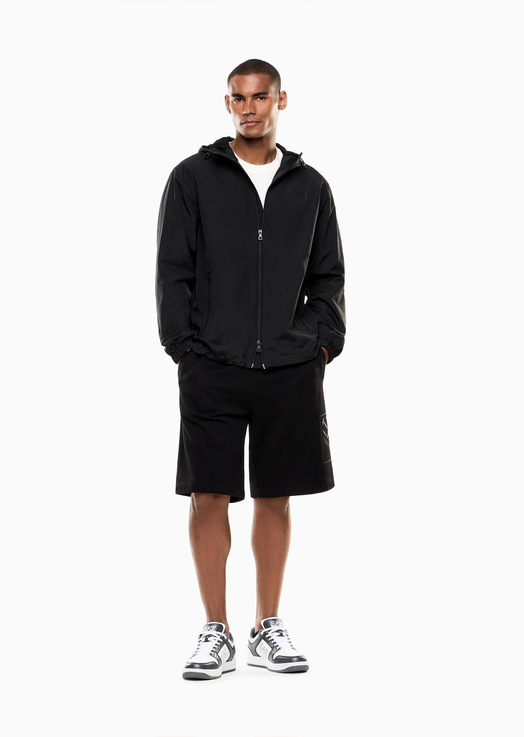 EA7 男士长袖连帽双向拉链门襟运动夹克