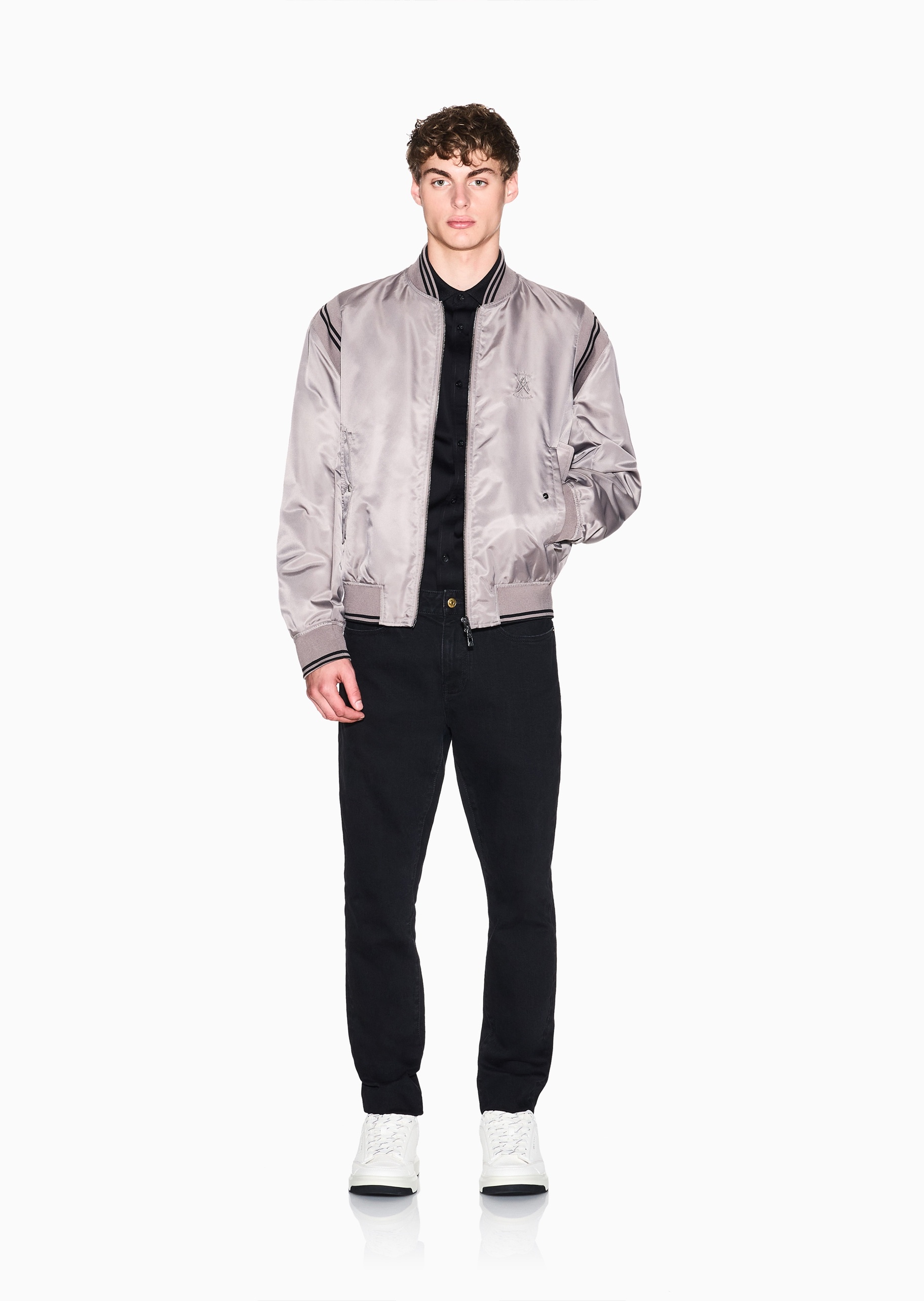 ARMANI EXCHANGE 男士纯棉微弹长袖翻领撞色饰边衬衫