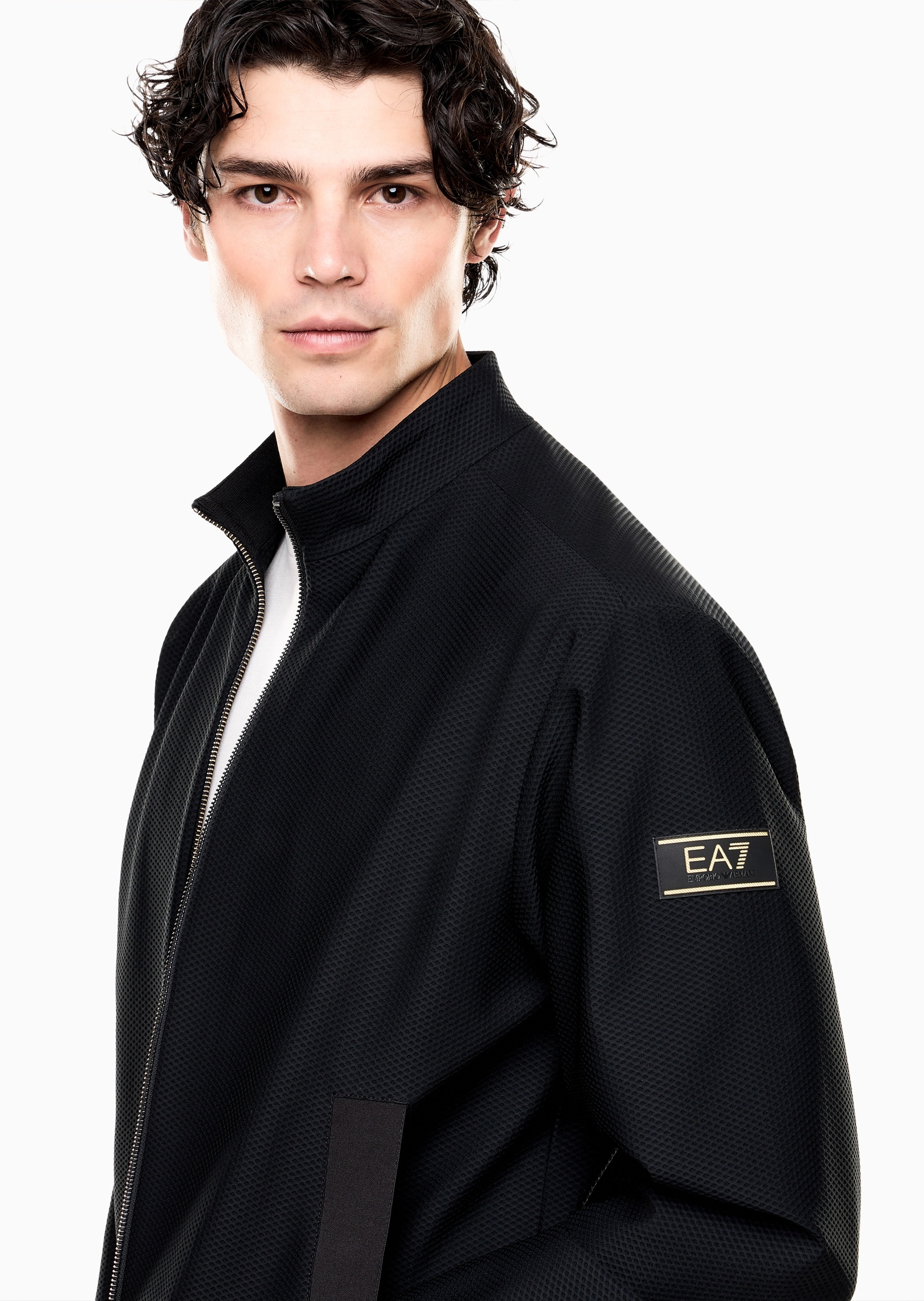 EA7 男士长袖立领拉链门襟标识贴片运动夹克