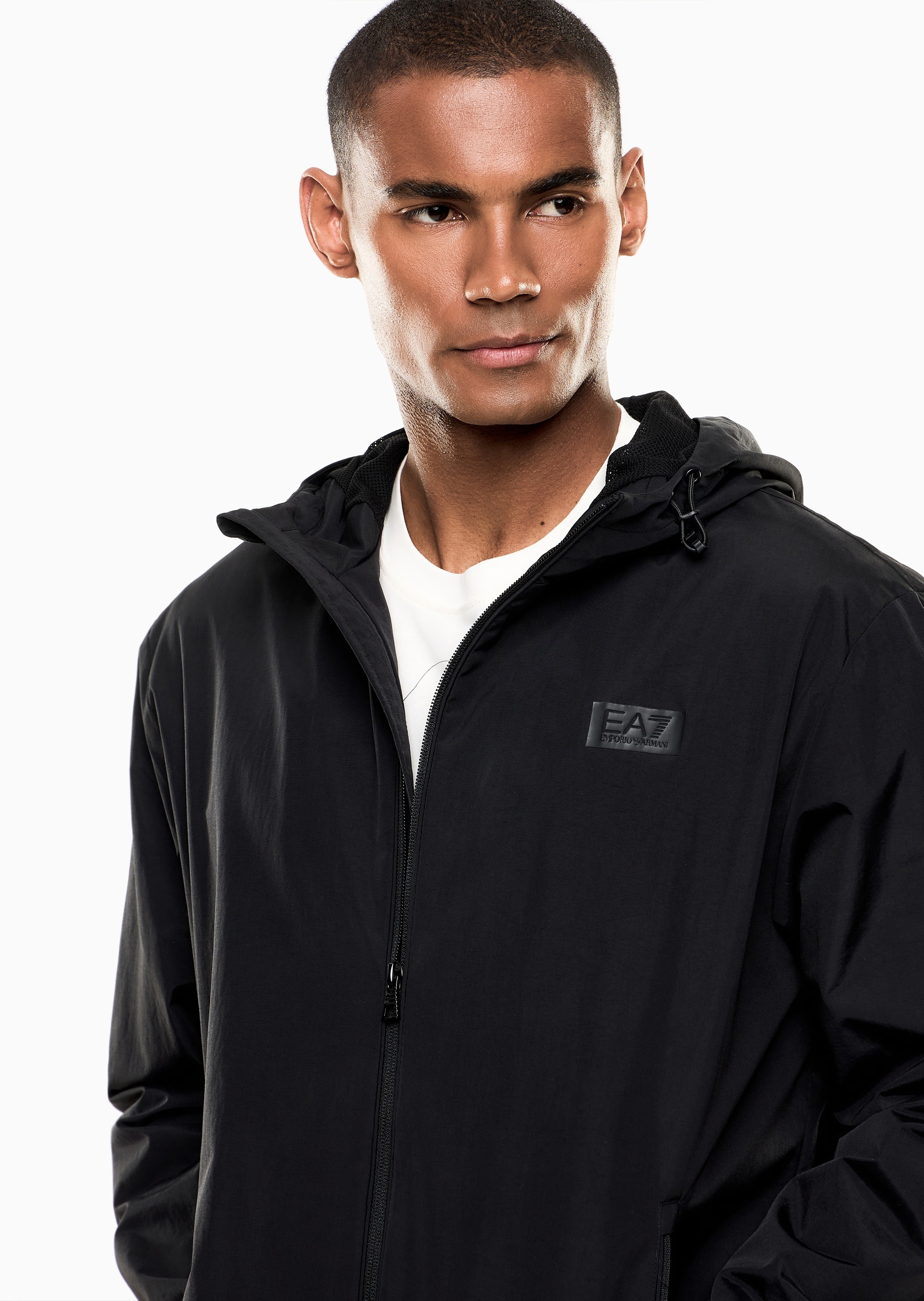 EA7 男士长袖连帽双向拉链门襟运动夹克