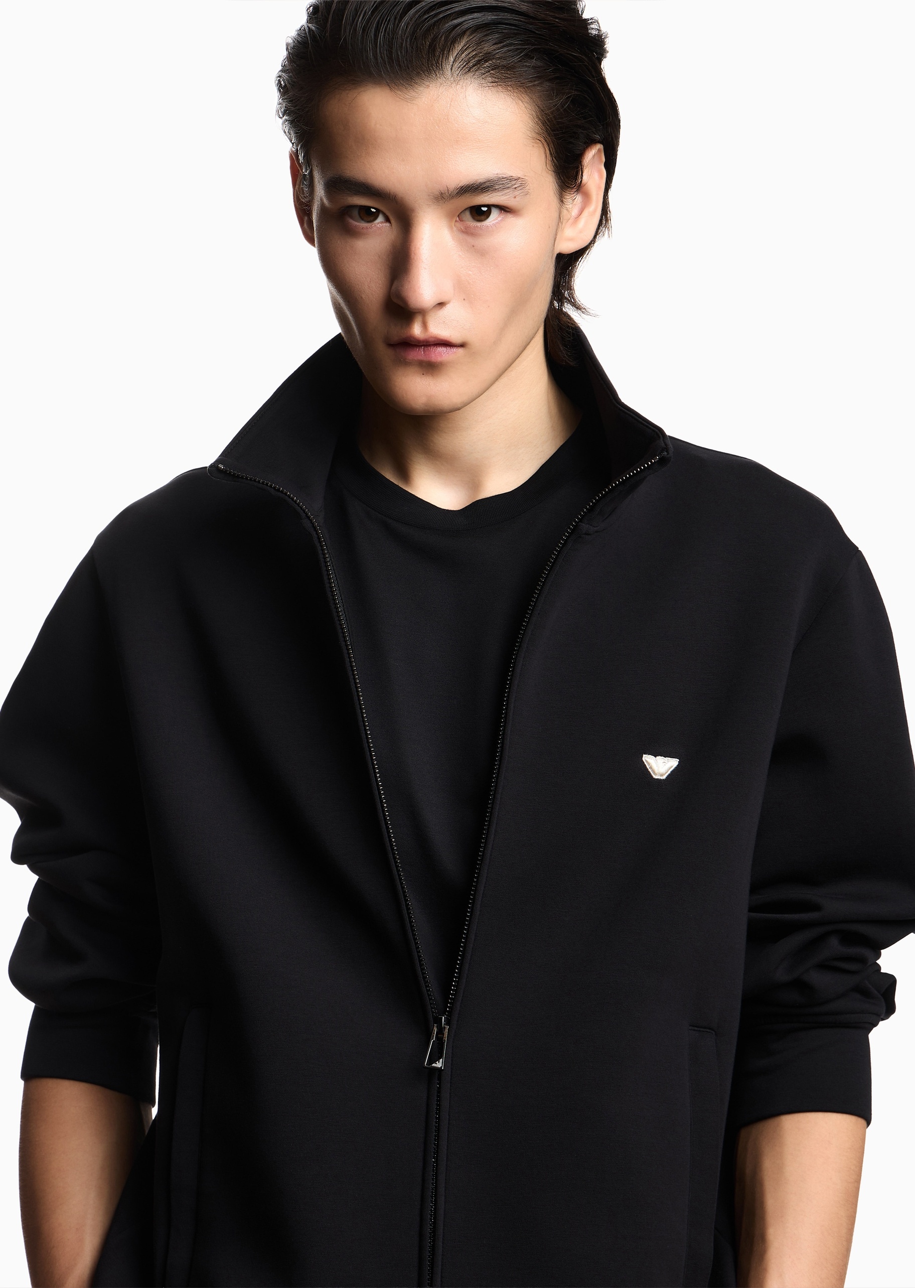 Emporio Armani 男士合身长袖立领拉链鹰标刺绣卫衣外套