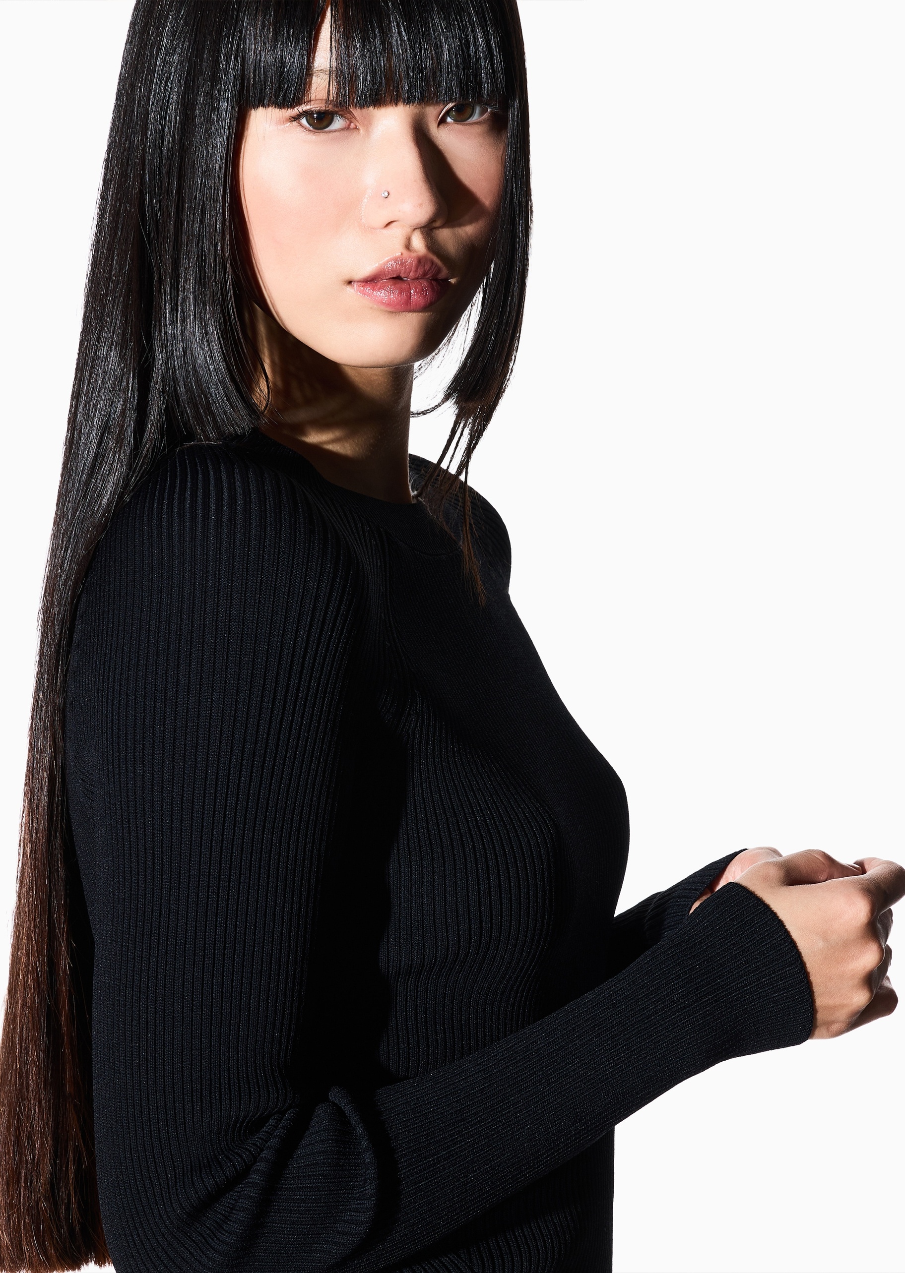 ARMANI EXCHANGE 女士修身长袖圆领纯色优雅针织衫