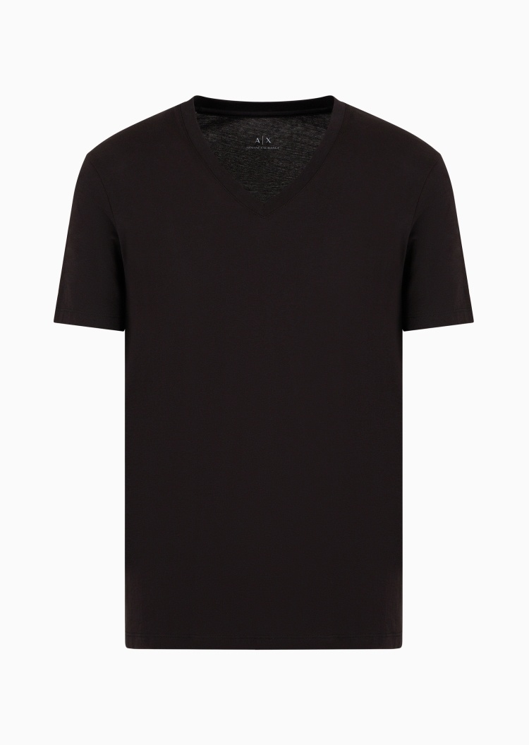 ARMANI EXCHANGE 男士全棉重磅修身短袖V领纯色简约T恤