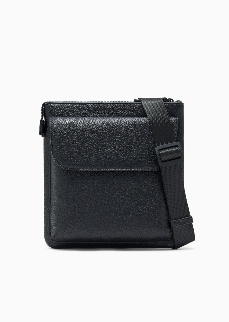ARMANI EXCHANGE 男士拉链扁平方形可调节肩带斜挎邮差包
