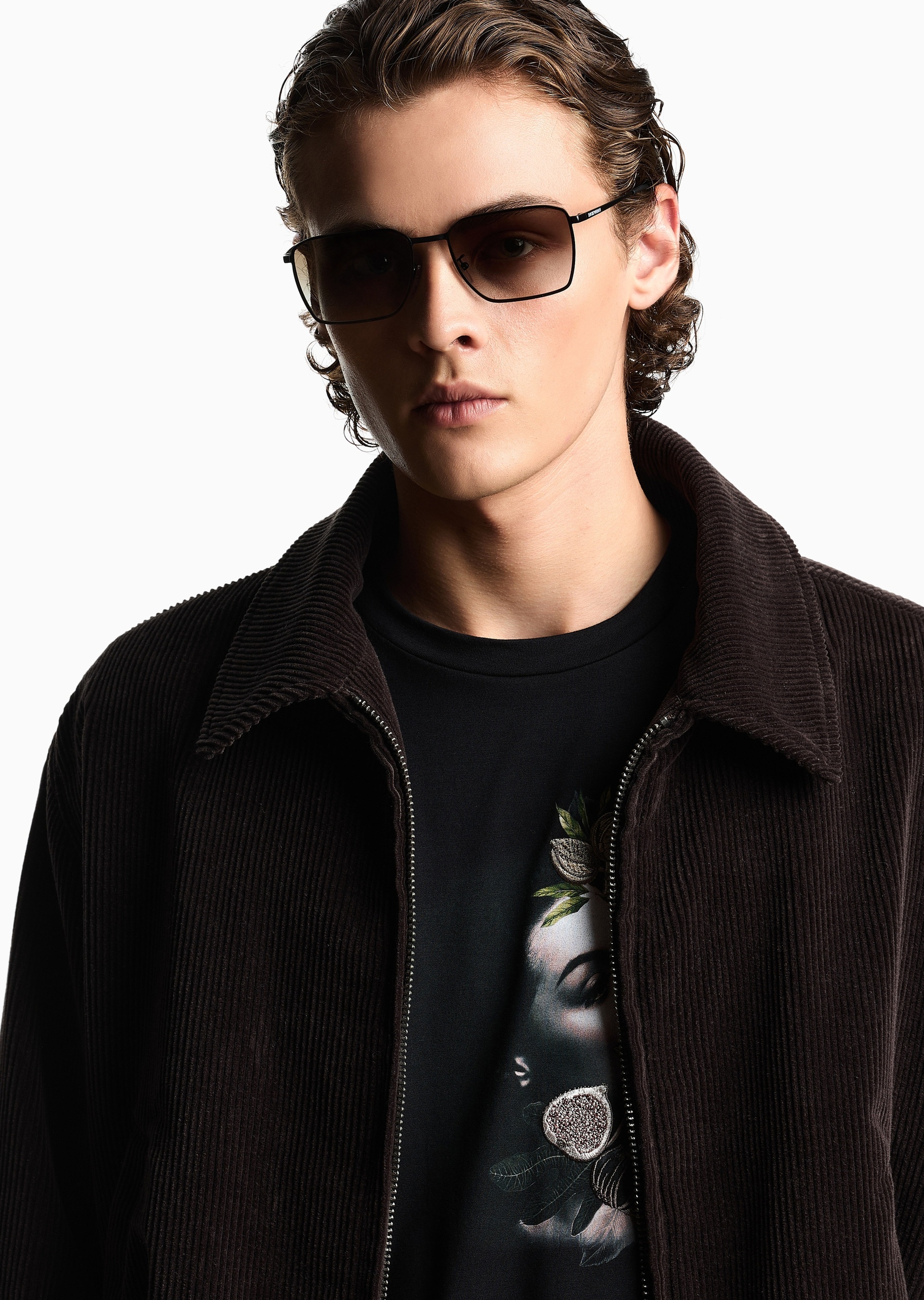 Emporio Armani 男士方形细框渐变镜片遮阳太阳眼镜