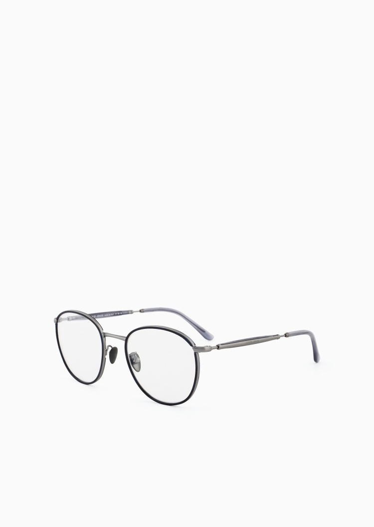 Giorgio Armani 男士圆形细框拼接镜腿简约光学眼镜