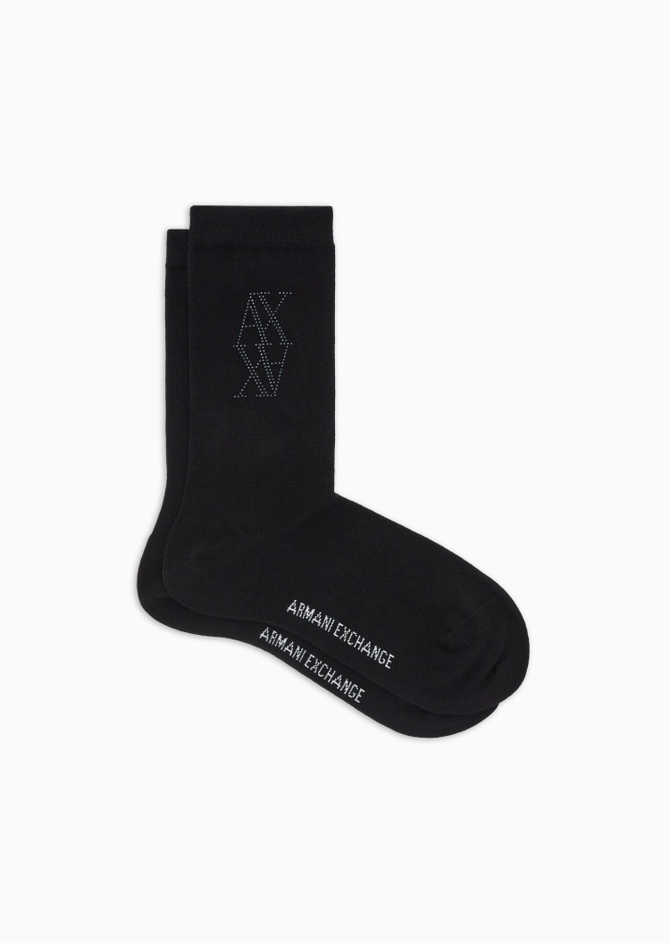 ARMANI EXCHANGE 女士棉质微弹中筒水钻字母标识祙子