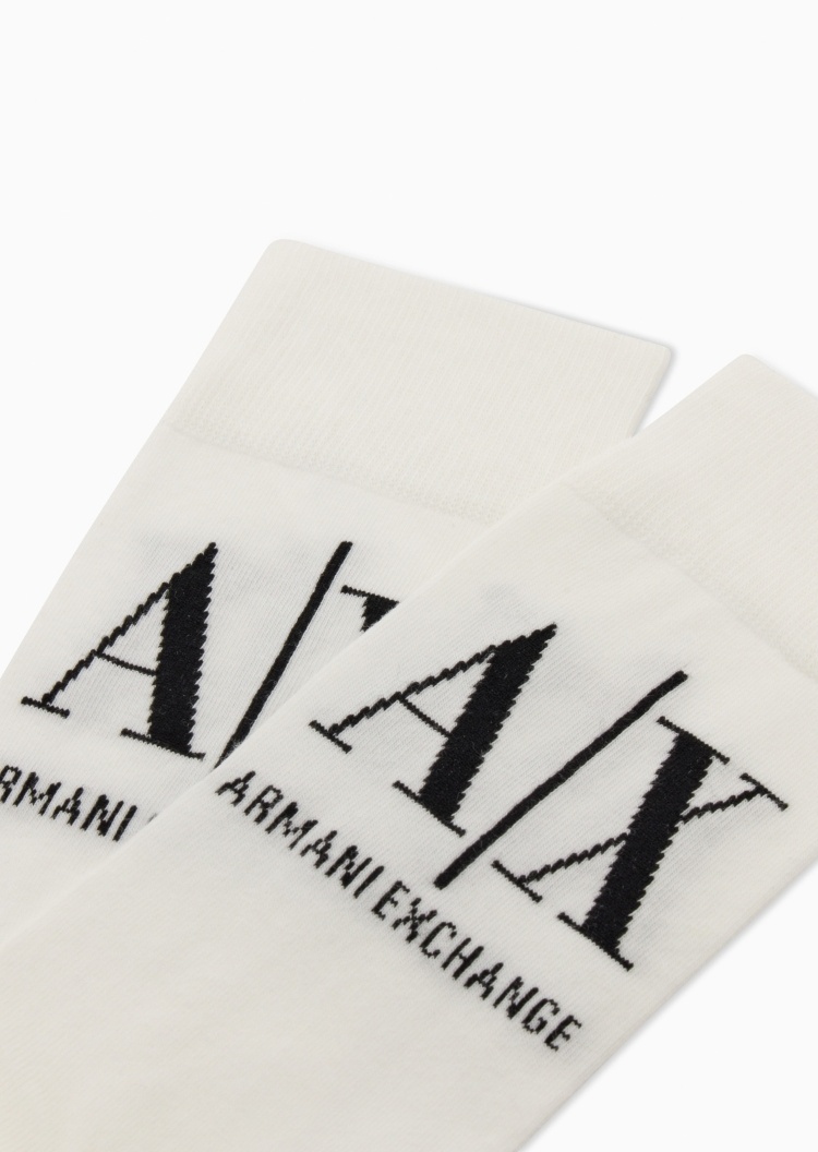 ARMANI EXCHANGE 男士棉质微弹中筒撞色徽标提花祙子