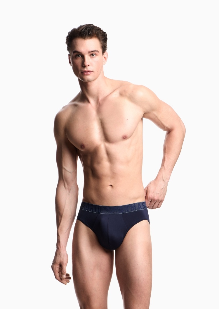 Emporio Armani 男士弹力三角字母标识提花饰边内裤
