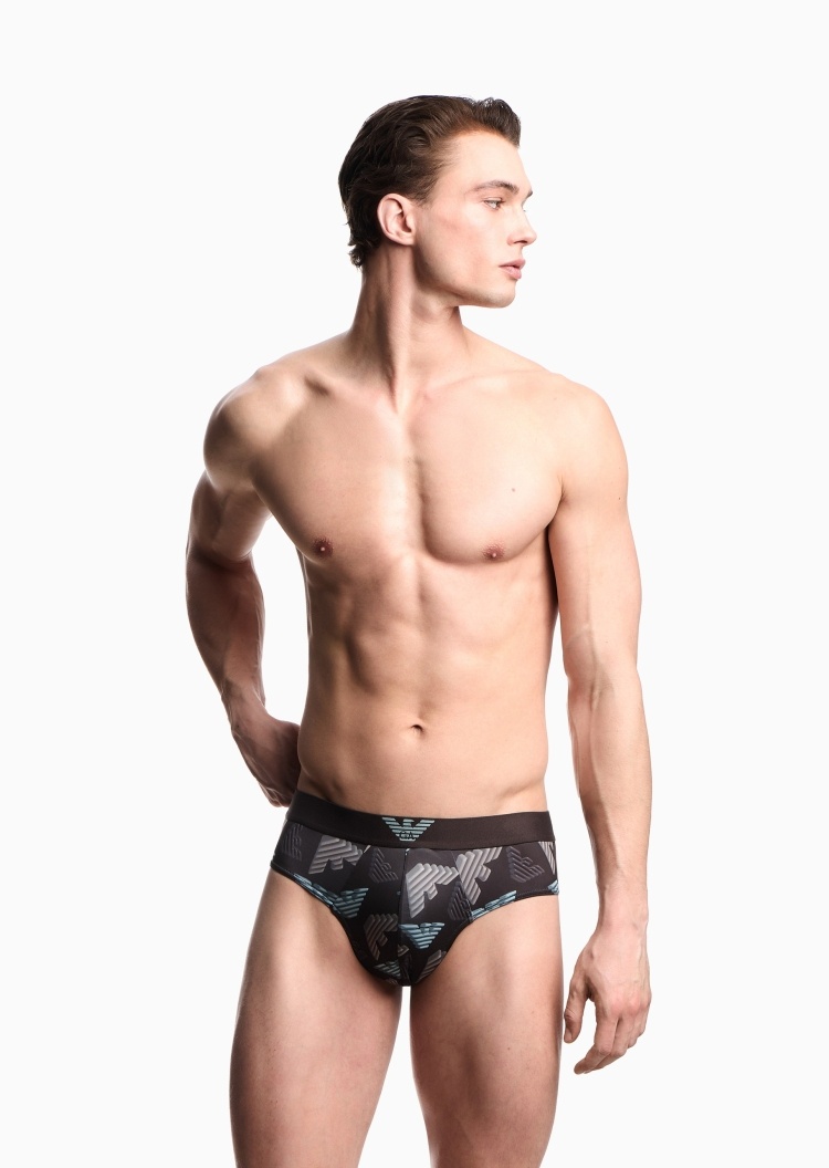 Emporio Armani 男士弹力三角多彩鹰标印花时尚内裤