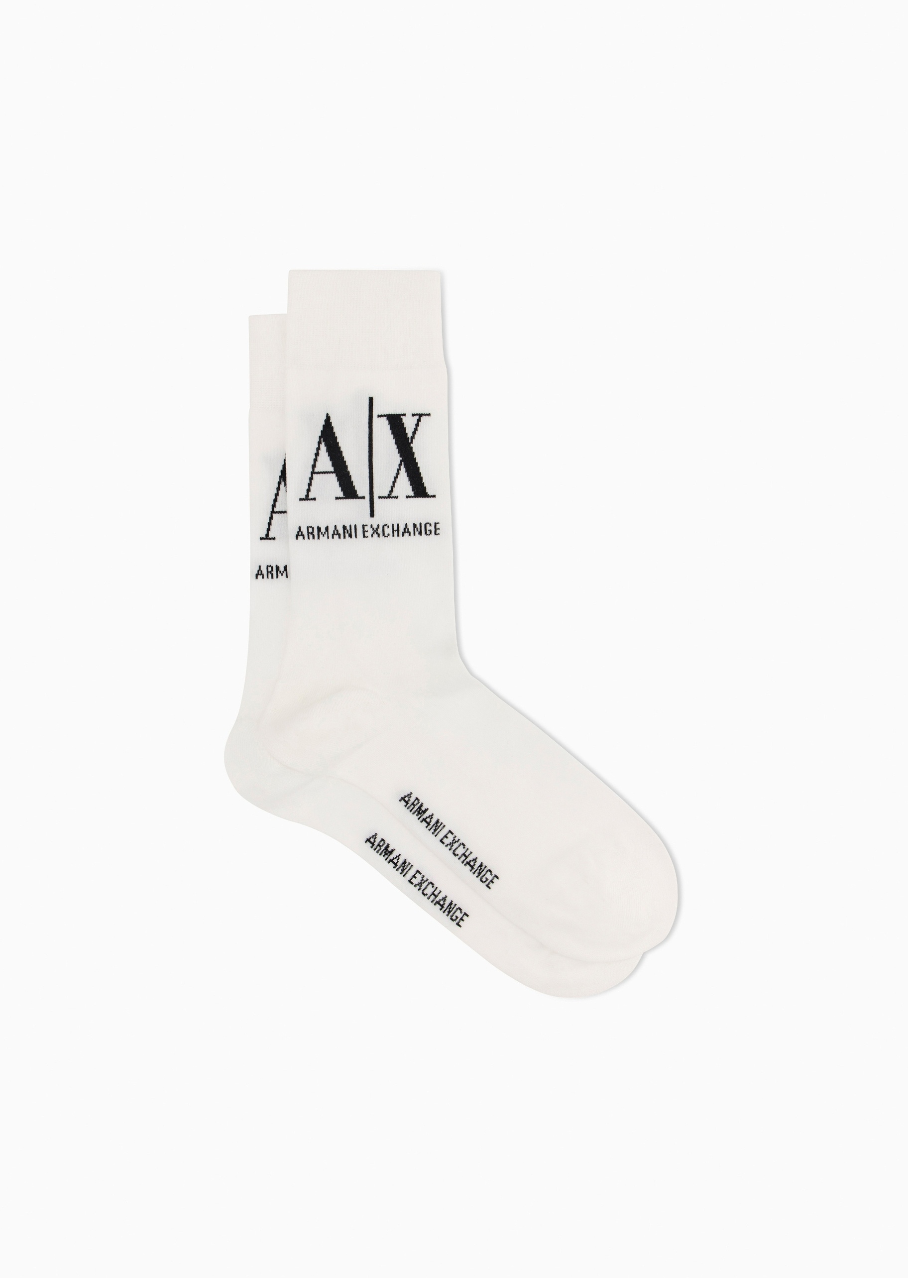 ARMANI EXCHANGE 男士棉质微弹中筒撞色徽标提花祙子