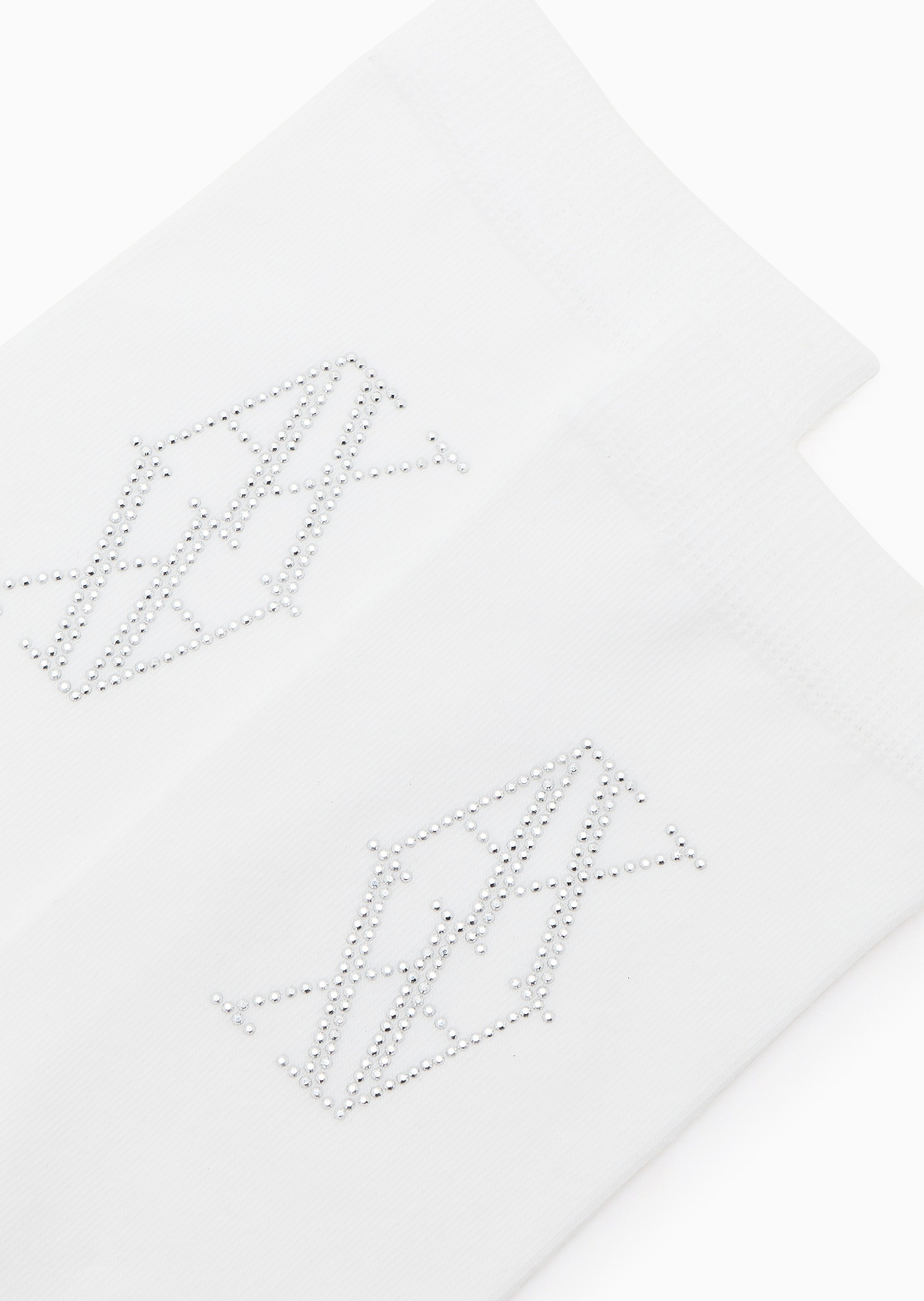 ARMANI EXCHANGE 女士水钻字母耐穿运动中筒堆堆棉袜