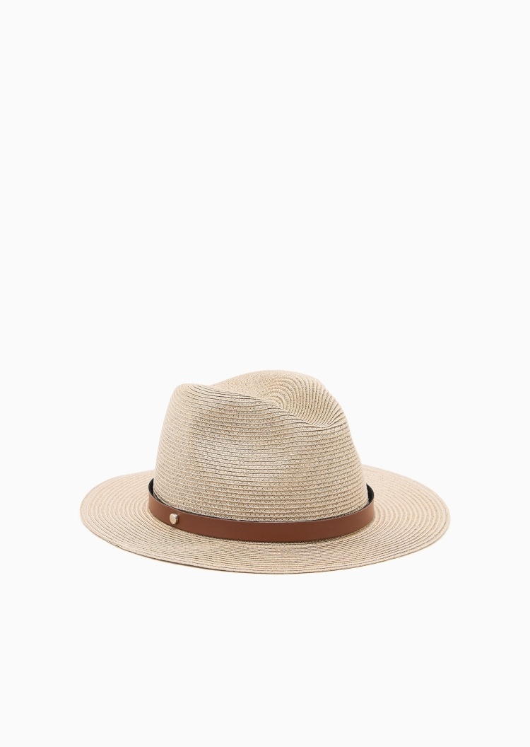 Emporio Armani 女士凹顶宽檐编织休闲时尚经典帽