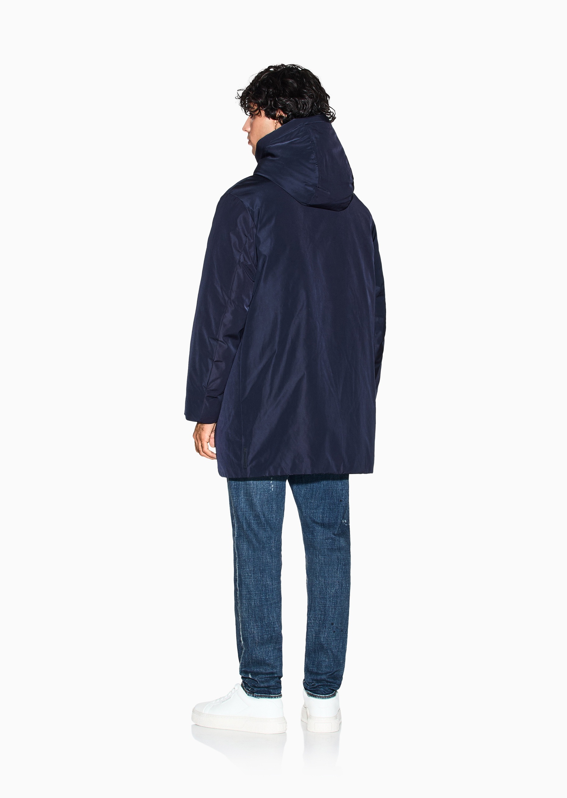 ARMANI EXCHANGE 男士长袖连帽拉链门襟纯色休闲风衣