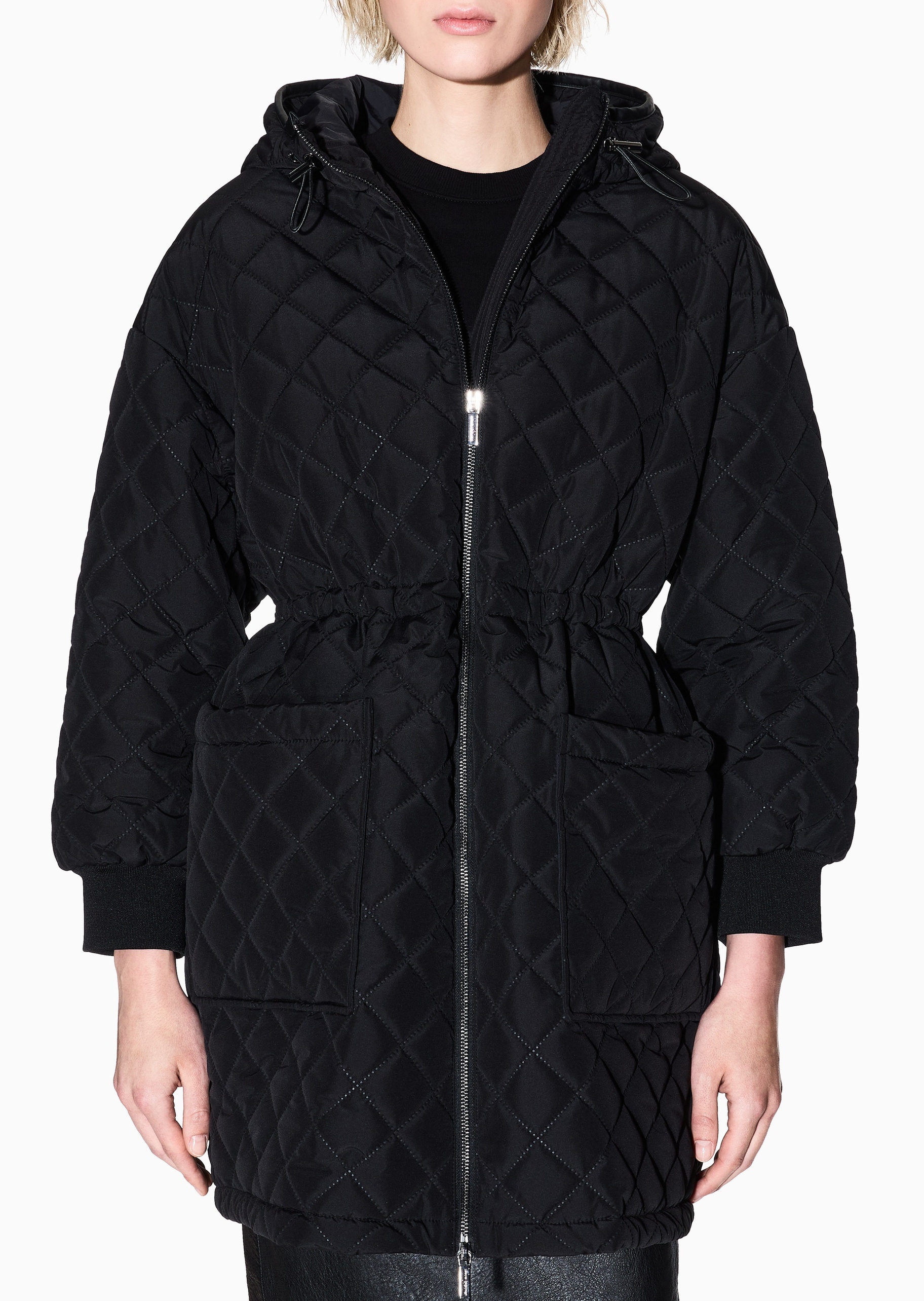 ARMANI EXCHANGE 女士长袖连帽拉链门襟通体绗缝棉服