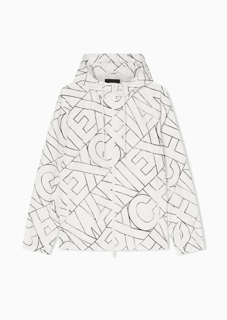 ARMANI EXCHANGE 男士长袖连帽拉链门襟满印休闲夹克