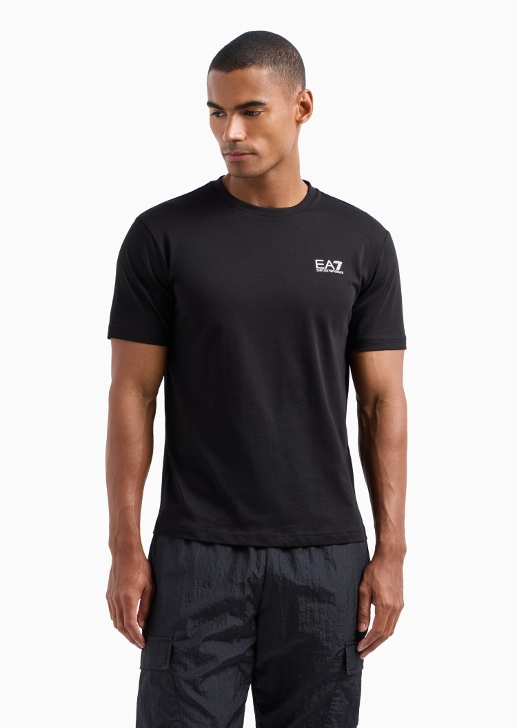 EA7 男士全棉合身短袖圆领徽标印花T恤