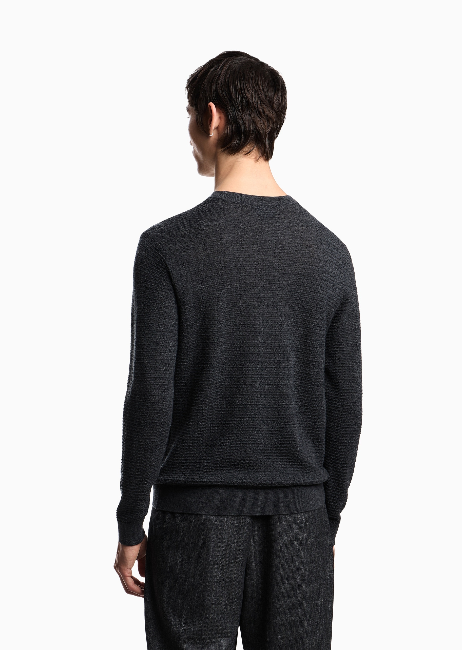 Emporio Armani 男士圆领绵羊毛老钱风套头针织毛衣