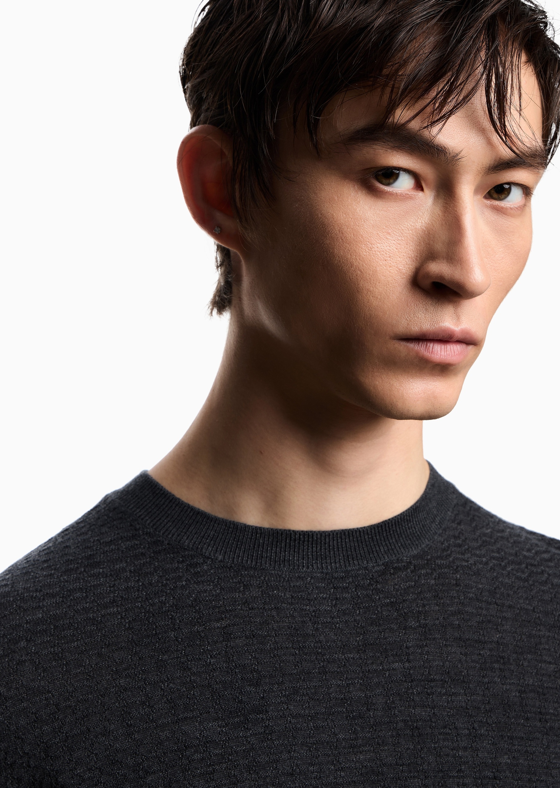 Emporio Armani 男士圆领绵羊毛老钱风套头针织毛衣