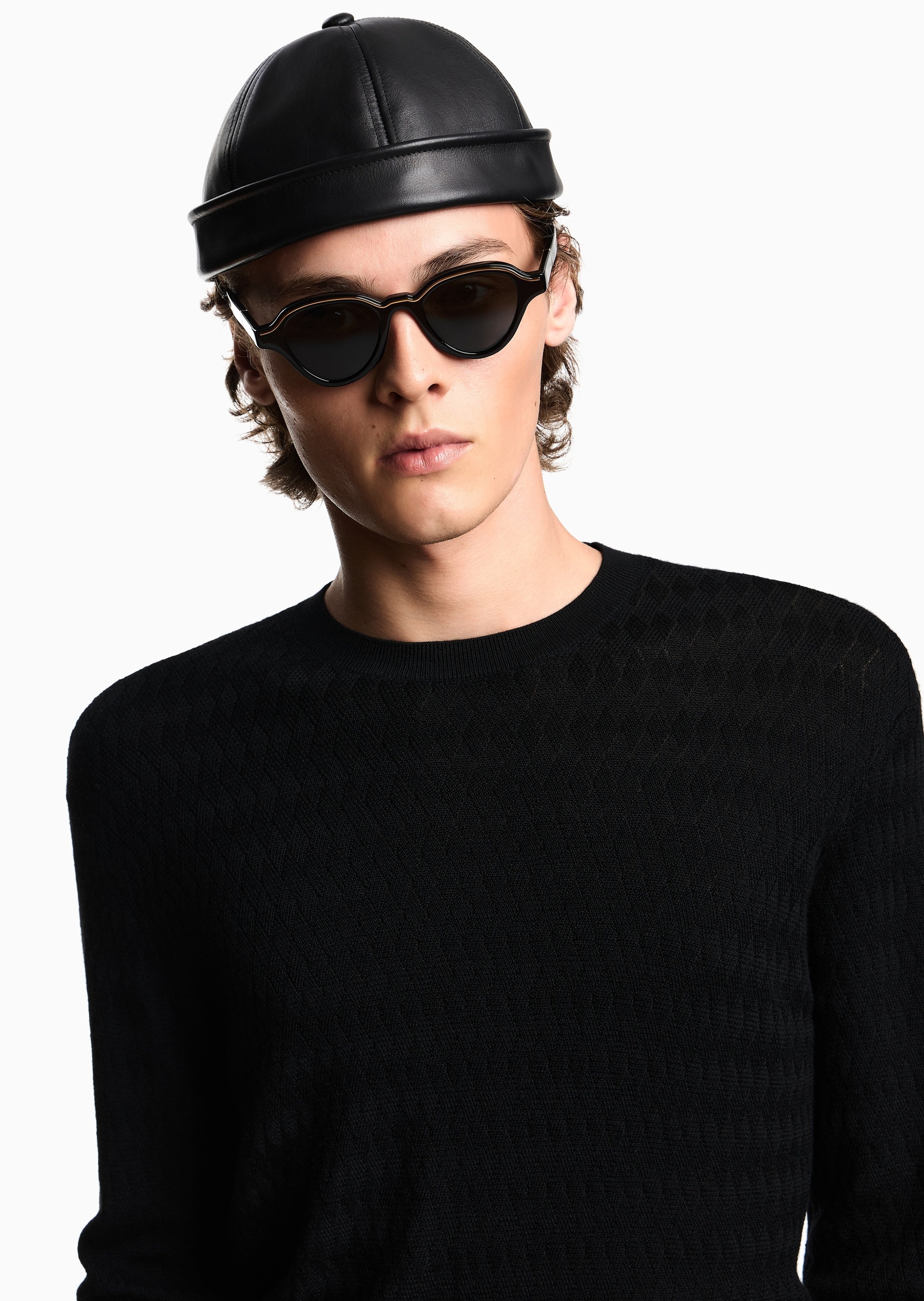 Emporio Armani 男士圆领绵羊毛老钱风套头针织毛衣