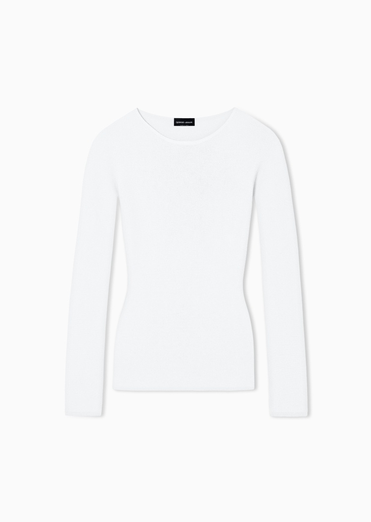 Giorgio Armani 女士圆领修身商务休闲通勤老钱风套头针织衫