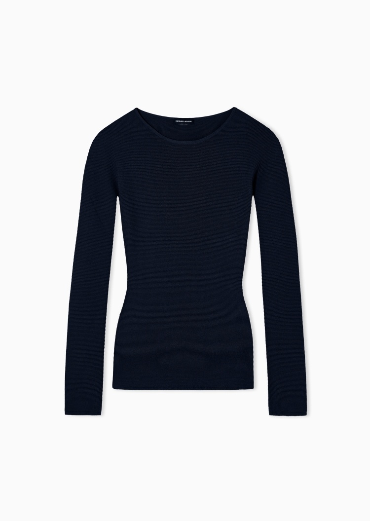 Giorgio Armani 女士圆领修身商务休闲通勤老钱风套头针织衫