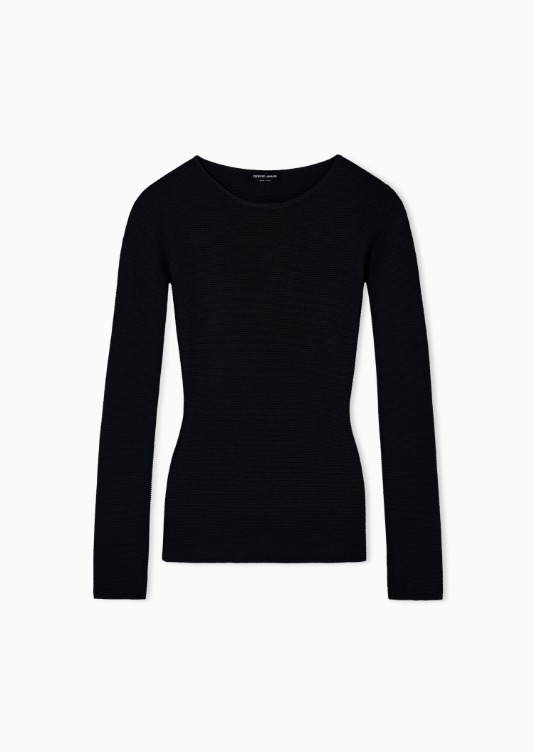 Giorgio Armani 女士圆领修身商务休闲通勤老钱风套头针织衫