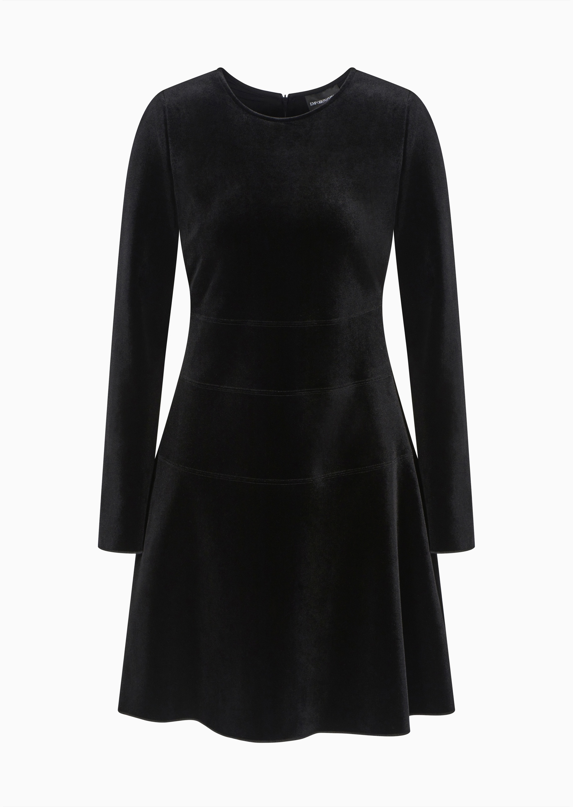 Emporio Armani 女士弹力长袖圆领纯色优雅连衣裙