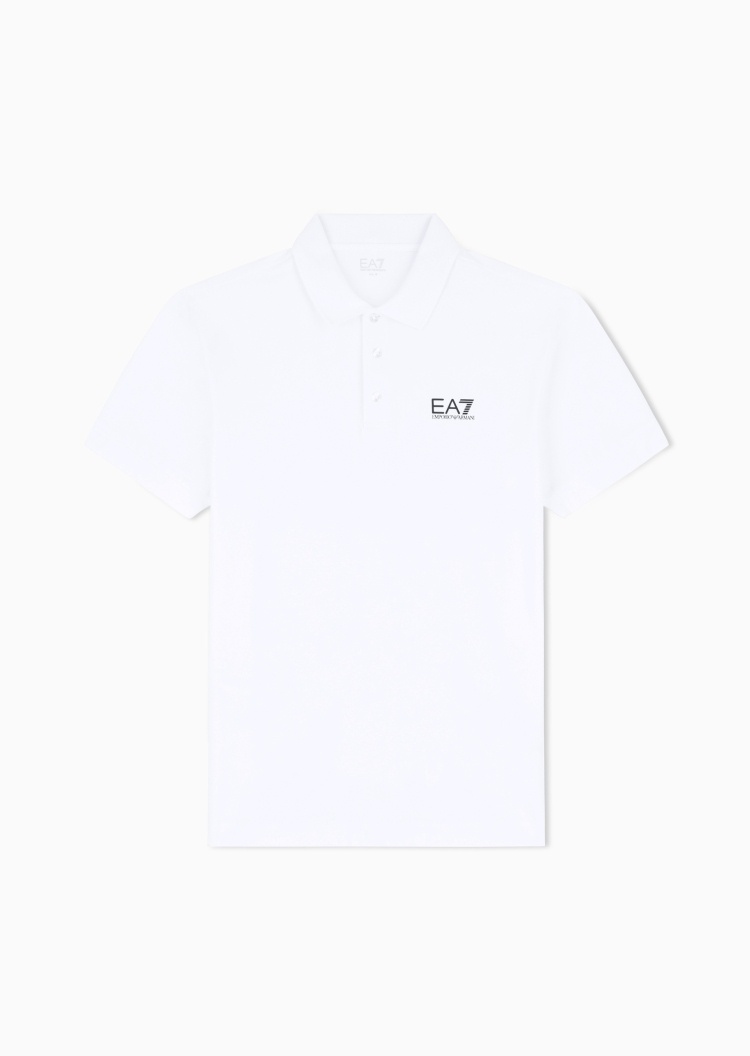 EA7 男士翻领短袖运动风弹力棉Polo衫