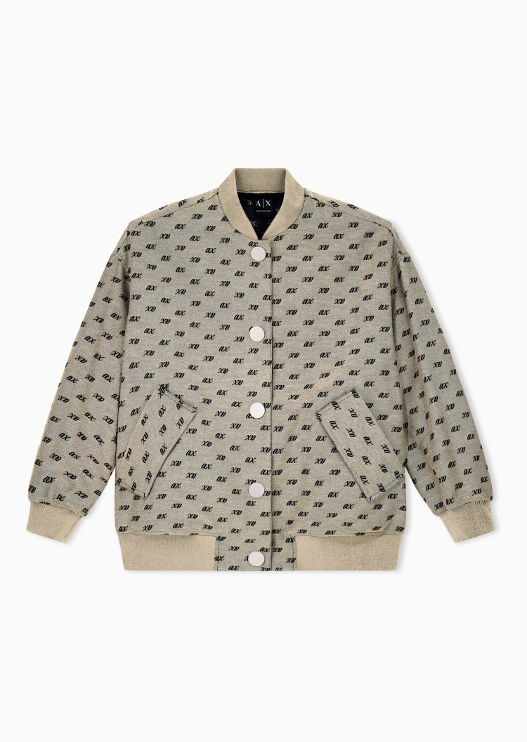 ARMANI EXCHANGE 女士复古短款满印棒球服夹克外套