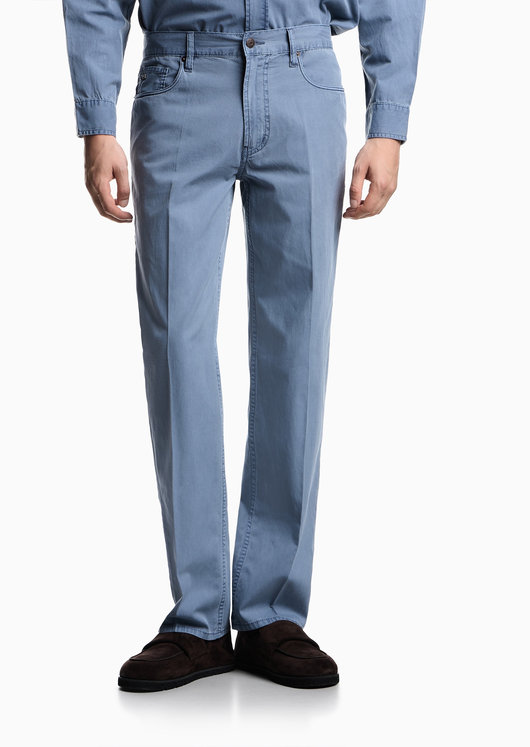 Emporio Armani 男士全棉合身中腰长款直筒牛仔裤