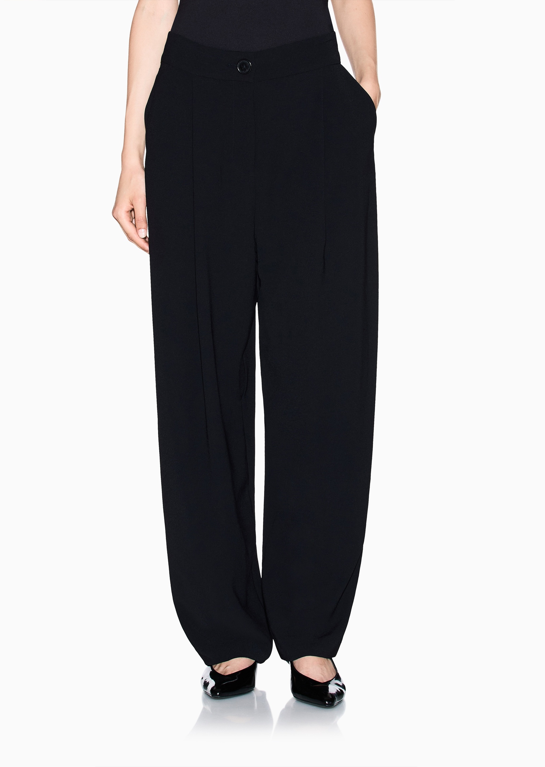ARMANI EXCHANGE 女士合身长款锥形简约纯色褶皱休闲裤