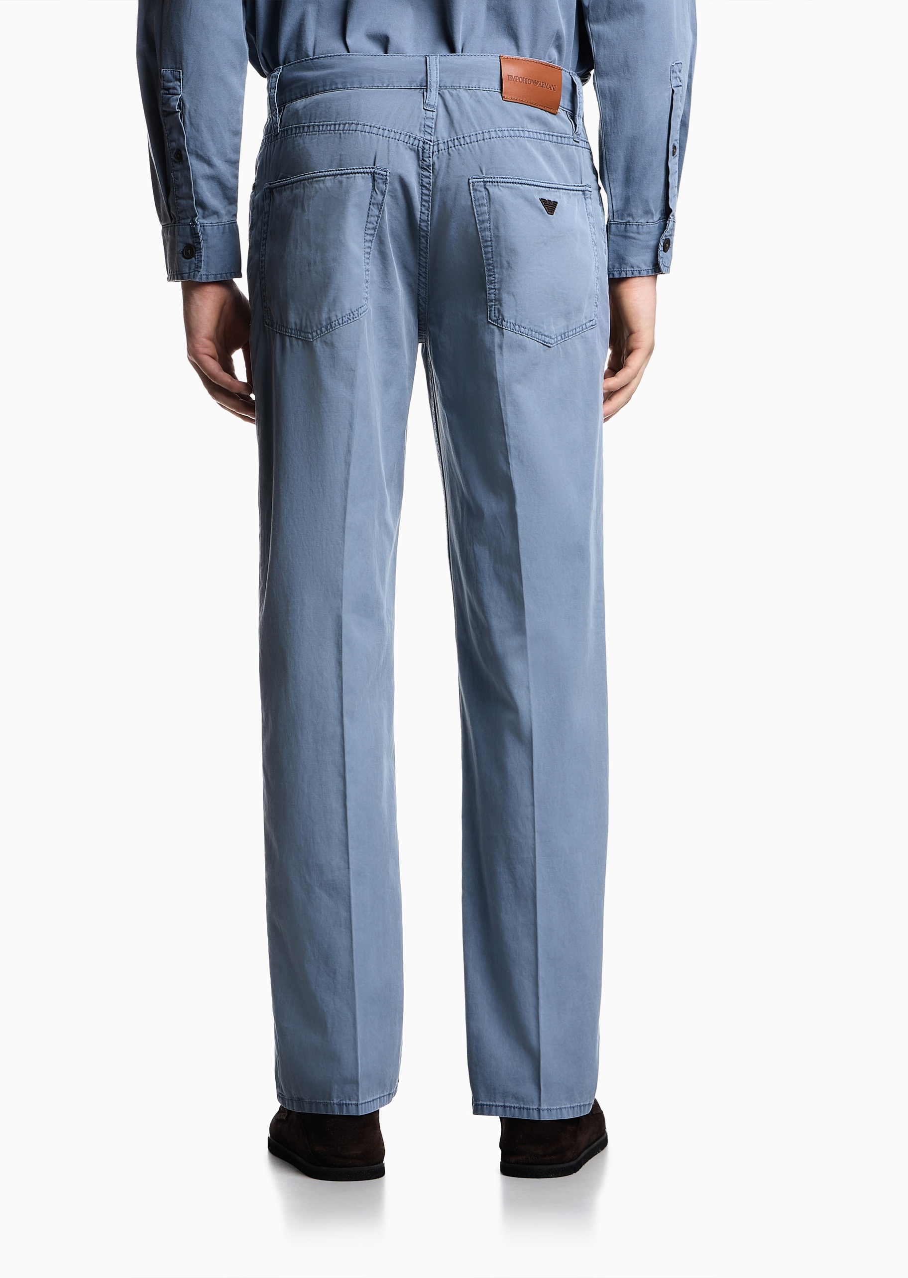 Emporio Armani 男士全棉合身中腰长款直筒牛仔裤